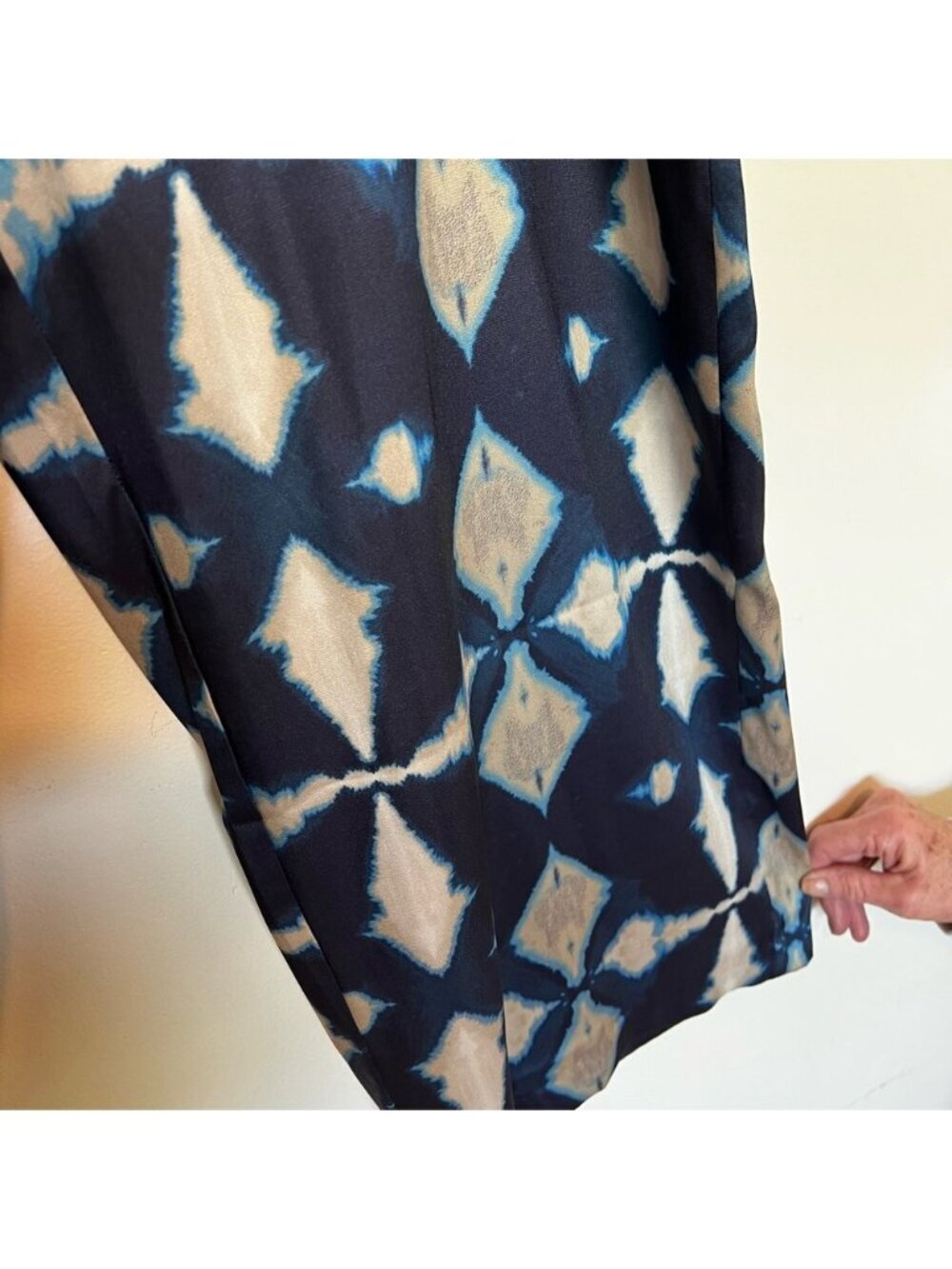 Banana Republic Navy Geometric Print Wide Leg Pants L Boho Resort Vacation Flowy - Picture 4 of 8